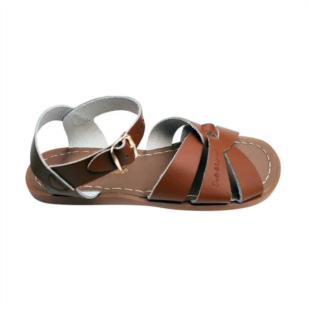 NEW SALT WATER SANDALS women's original slides leather buckle sandals in tan